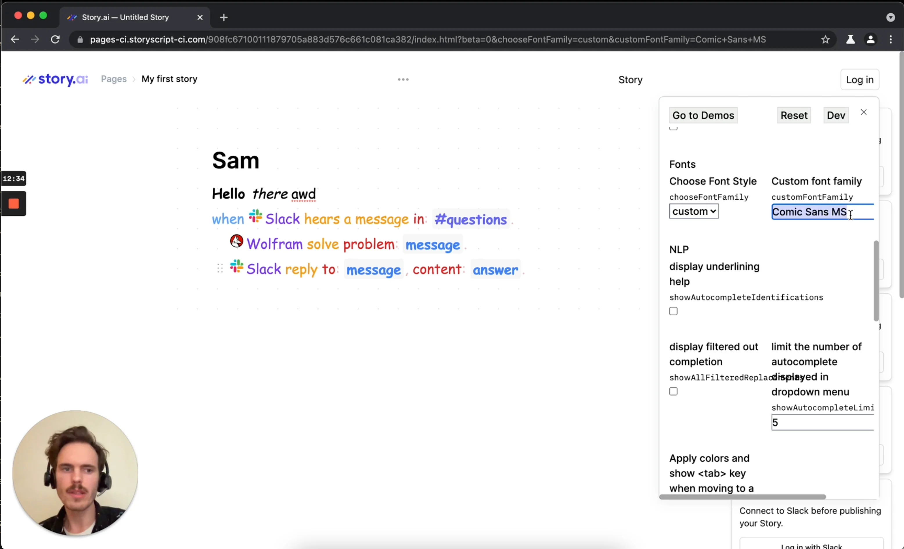 URL feature flag customizer allows for personalized editor embeds and demos for presentations to investors and in tech talks.